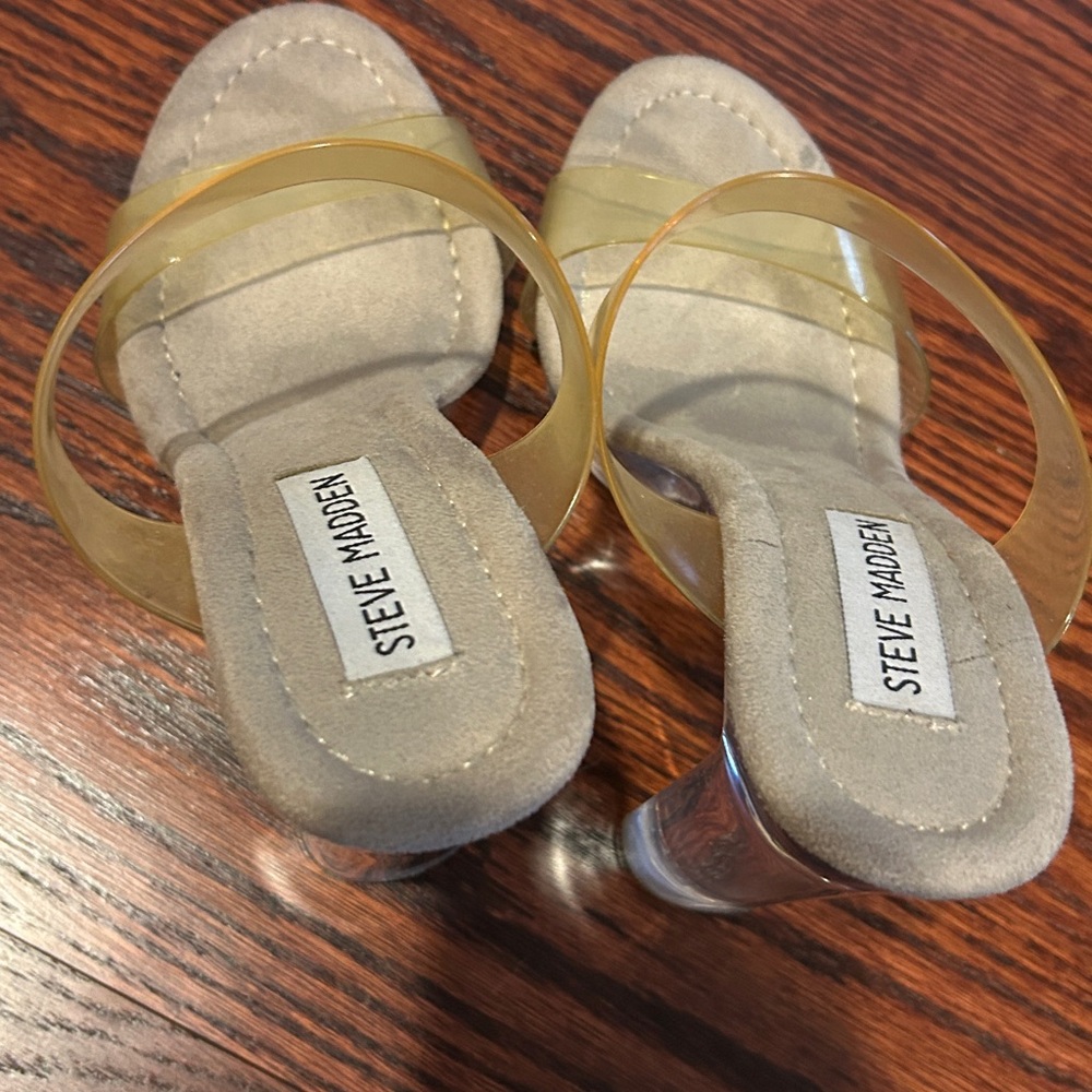Steve Madden Women's Gold Clear Strap Heels - Picture 6 of 6